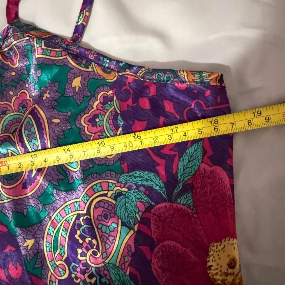 California Dynasty Y2K Slip Dress Purple Floral Boho Size medium paisley